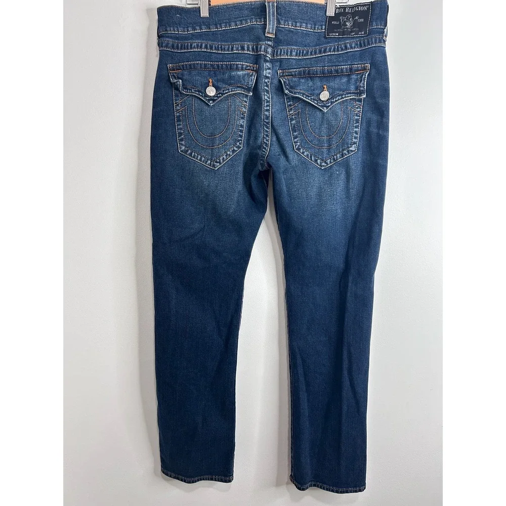 True Religion Ricky Relaxed Straight Leg Blue Denim Jeans Mens‎ 36W Medium Wash